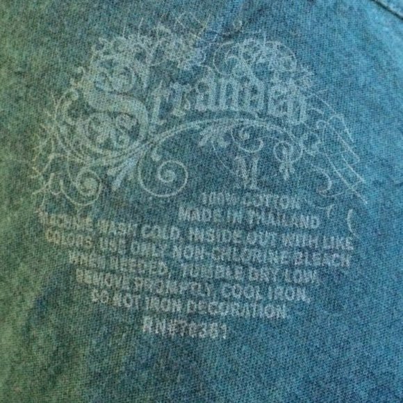 Stranded V Neck Shirt M Turquoise Teal Blue White Paisley Watercolor Cotton - Picture 3 of 5